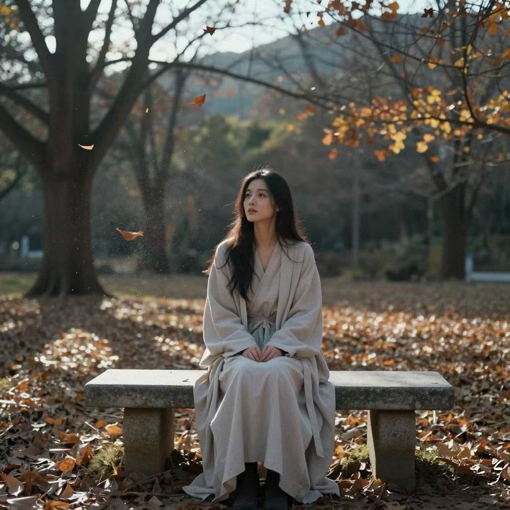 诗 （秋凉）
​
​落叶纷飞秋已深
​孤单独坐叹红尘
​凝眸远望分离处
​留一句