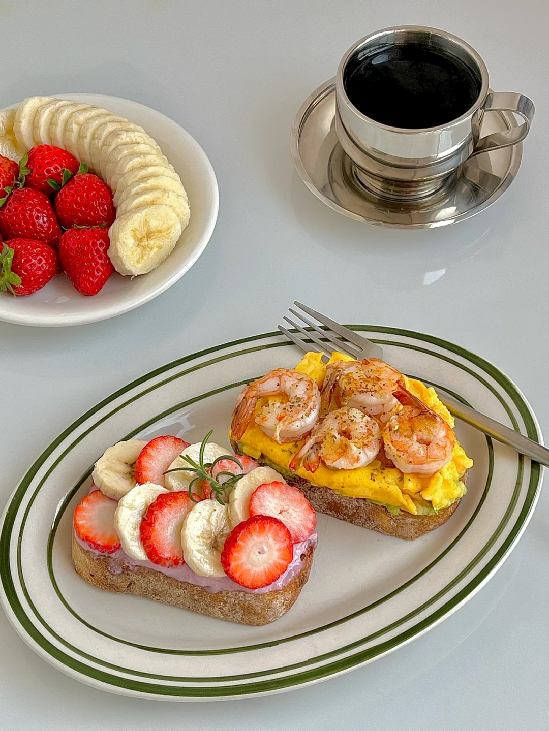 ☀️休息日早餐分享｜硬欧双拼开放式三明治🥪
