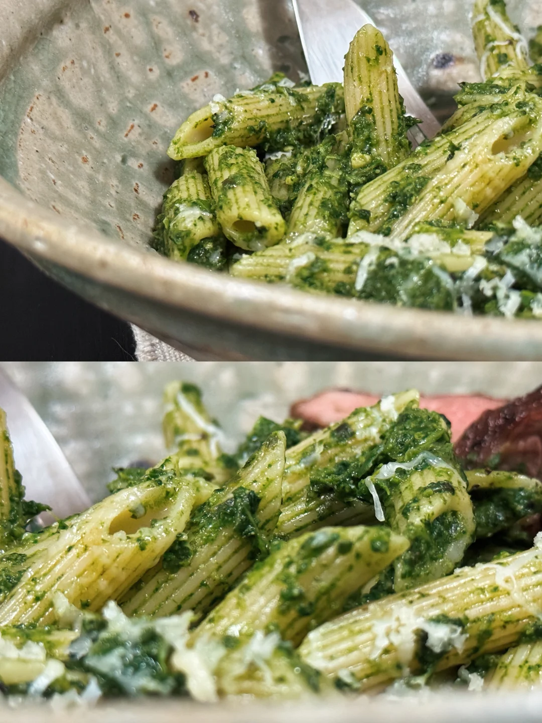 简单吃点🥢｜罗勒青酱意面🍃+牛排🥩
