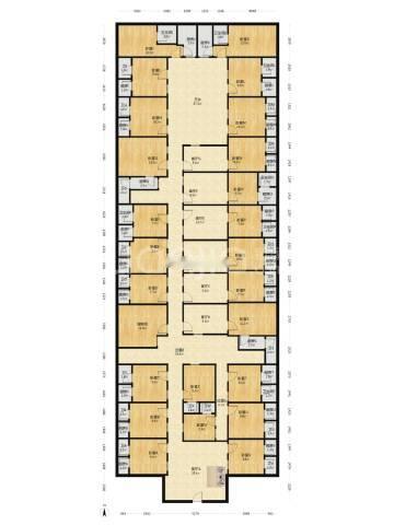 广州荔湾某房屋户型图，一共有58个套间。