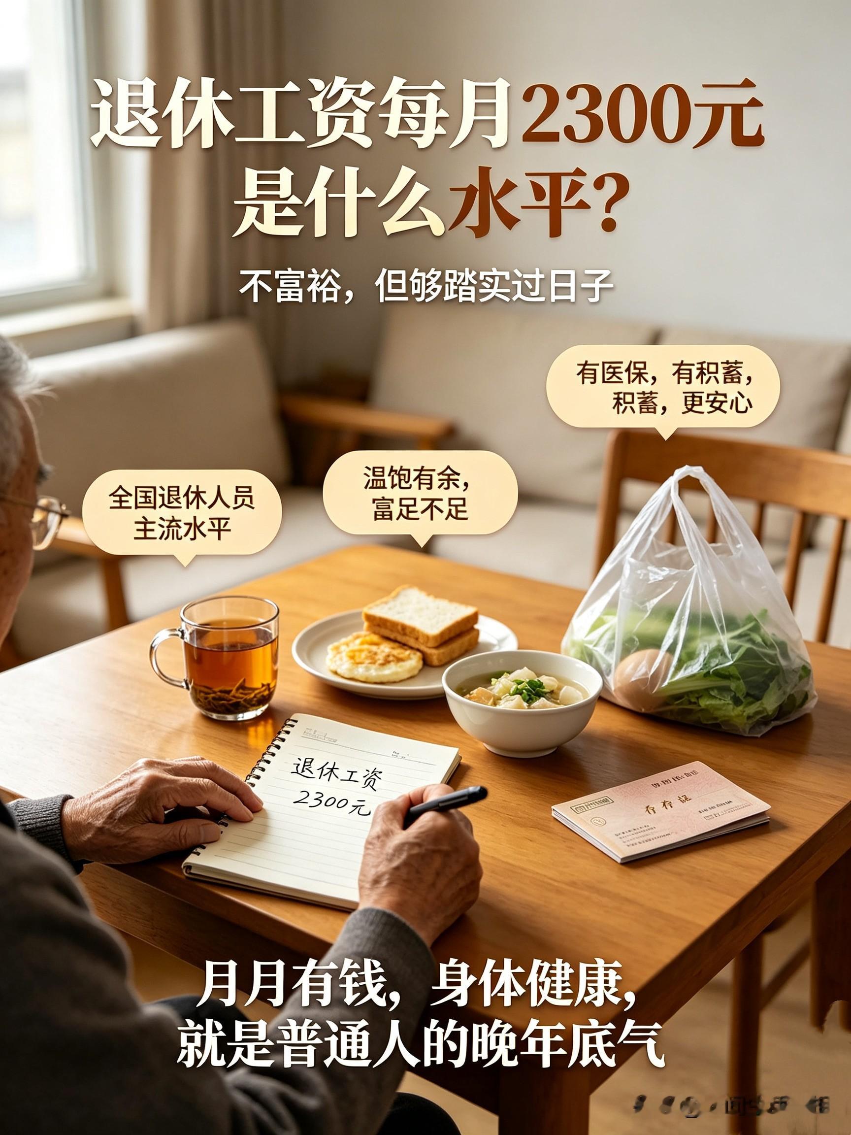 经常有人问：退休金每月2300元，在全国到底是什么水平？够不够养老？过得寒酸还是安稳？

今天抛开虚话、不吹不黑，用2026年真实数据、普通人真实生活，给大家讲最实在的大实话。

先公布一个很多人不敢相信的真相：
全国退休人员平均养老金，其实只有1900元左右