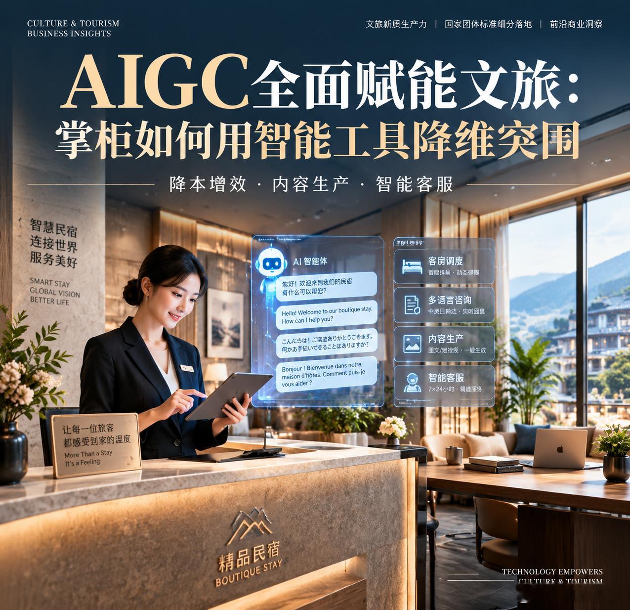 【AIGC全面赋能文旅：掌柜如何用智能工具降维突围】 很多人第一次接触这个话题，会先问一句：这和我的生意有什么关系？ 关系很大。因为它决定你在被搜索、被比较、被推荐时，能不能拿出可核验的说法。 26012裁掉文案！AIGC全面入侵民宿，不懂AI的掌柜注定被“降维打击” 2026年的商业世界，正在经历一 ​