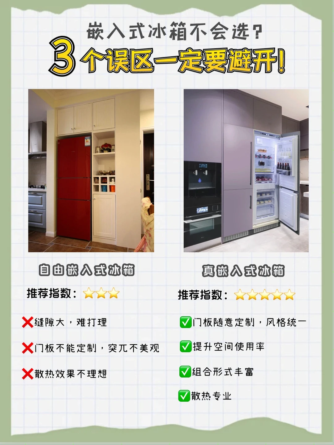 嵌入式冰箱不会选？这3个误区一定要避开！