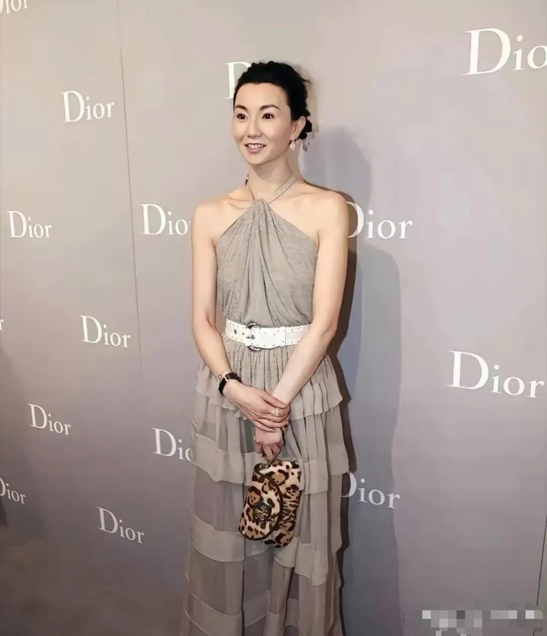 张曼玉亮相品牌活动，状态惊艳，不少人感慨nv神又美回来了。一身浅灰挂脖层纱长裙，搭配白色宽腰带勾勒线条，手拿豹纹小包点缀造型。简约盘发清爽利落，身形纤细，笑容从容舒展。岁月沉淀出独一份的song弛气质，一出场自带氛围感。你觉得她状态怎么样？