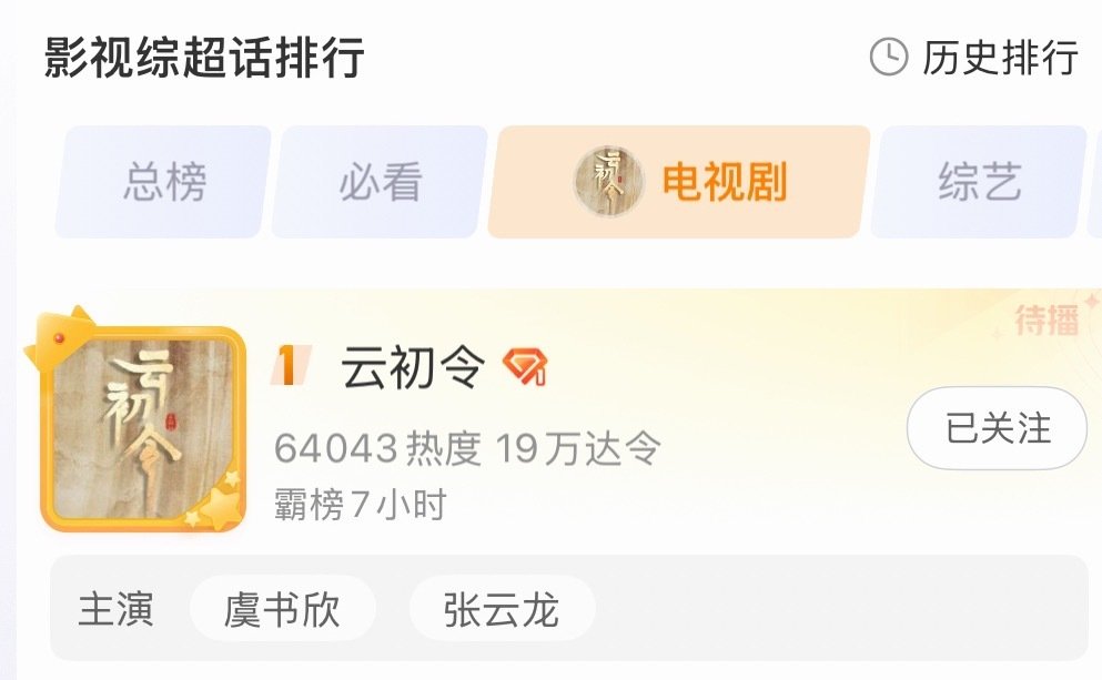 #张云龙没发和虞书欣的云初令#
女主也没发啊 是有什么必须发的kpi要完成吗
我只知道云初令超话No.1霸榜7个小时了[手指比心] ​