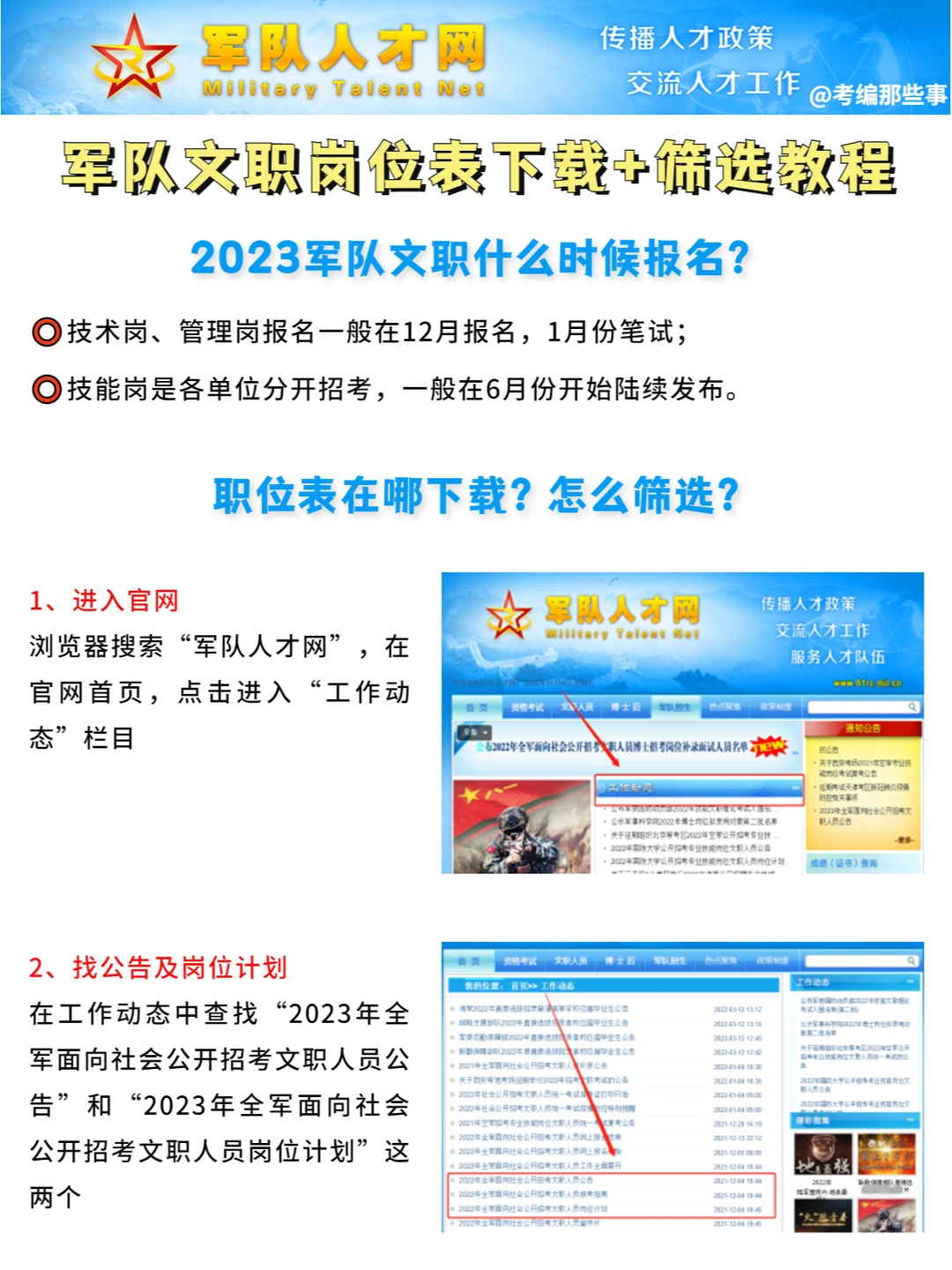 2023军队文职岗位表下载➕职位筛选流程！