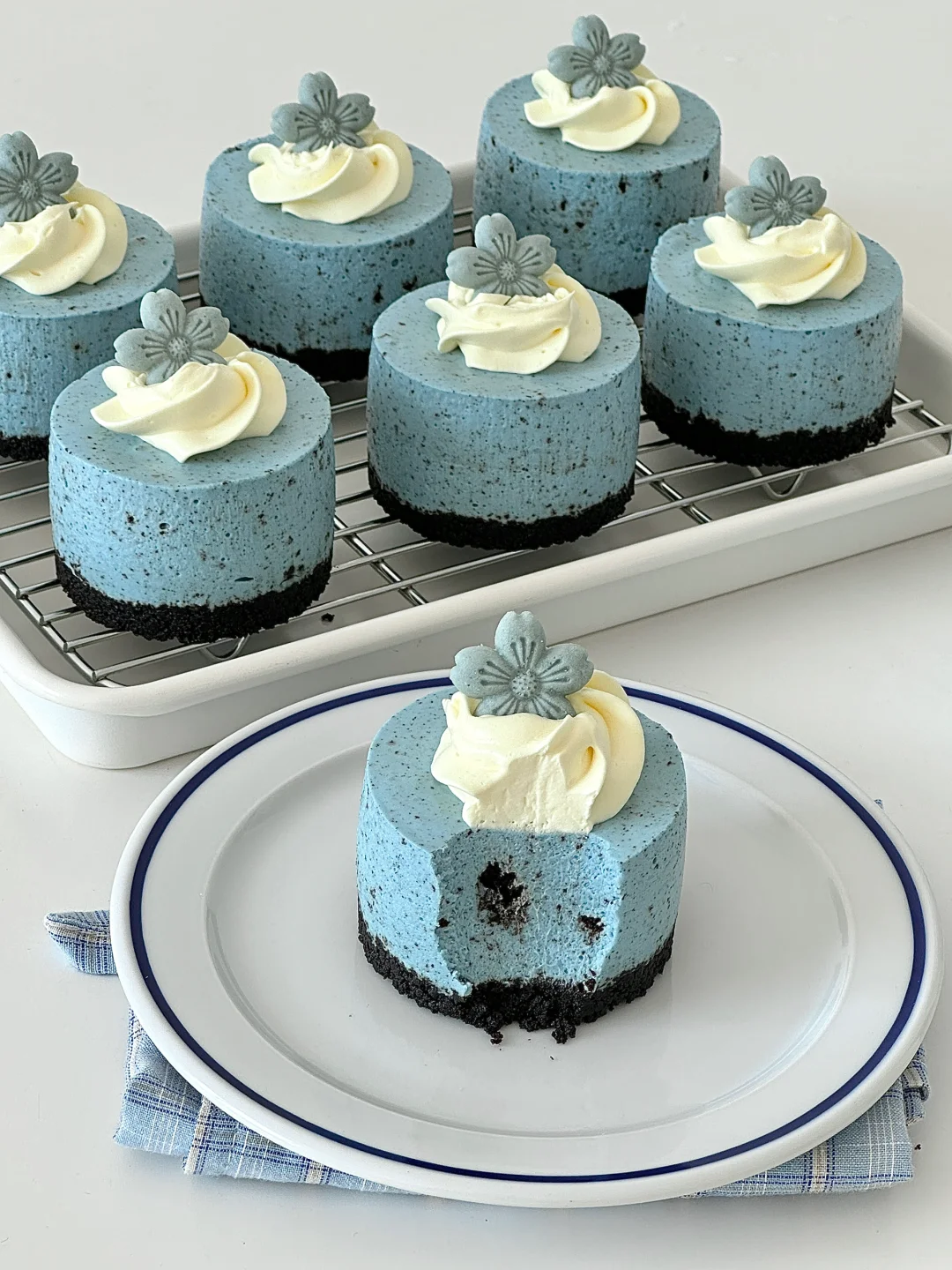 搅一搅就ok🩵雾霾蓝奥利奥芝士蛋糕