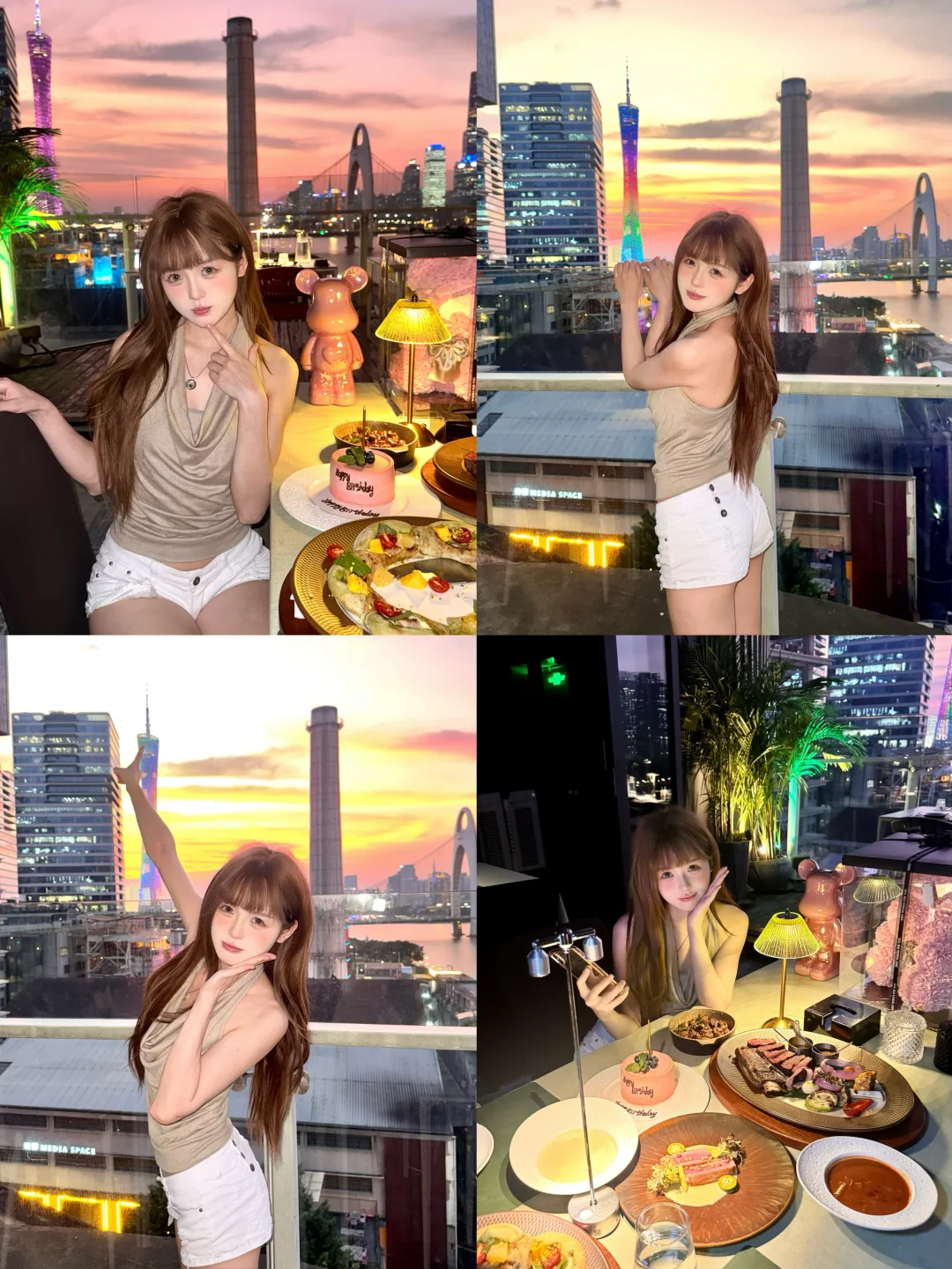 来吃个漂亮饭｜广州塔夕阳夜景餐厅拍照姿势