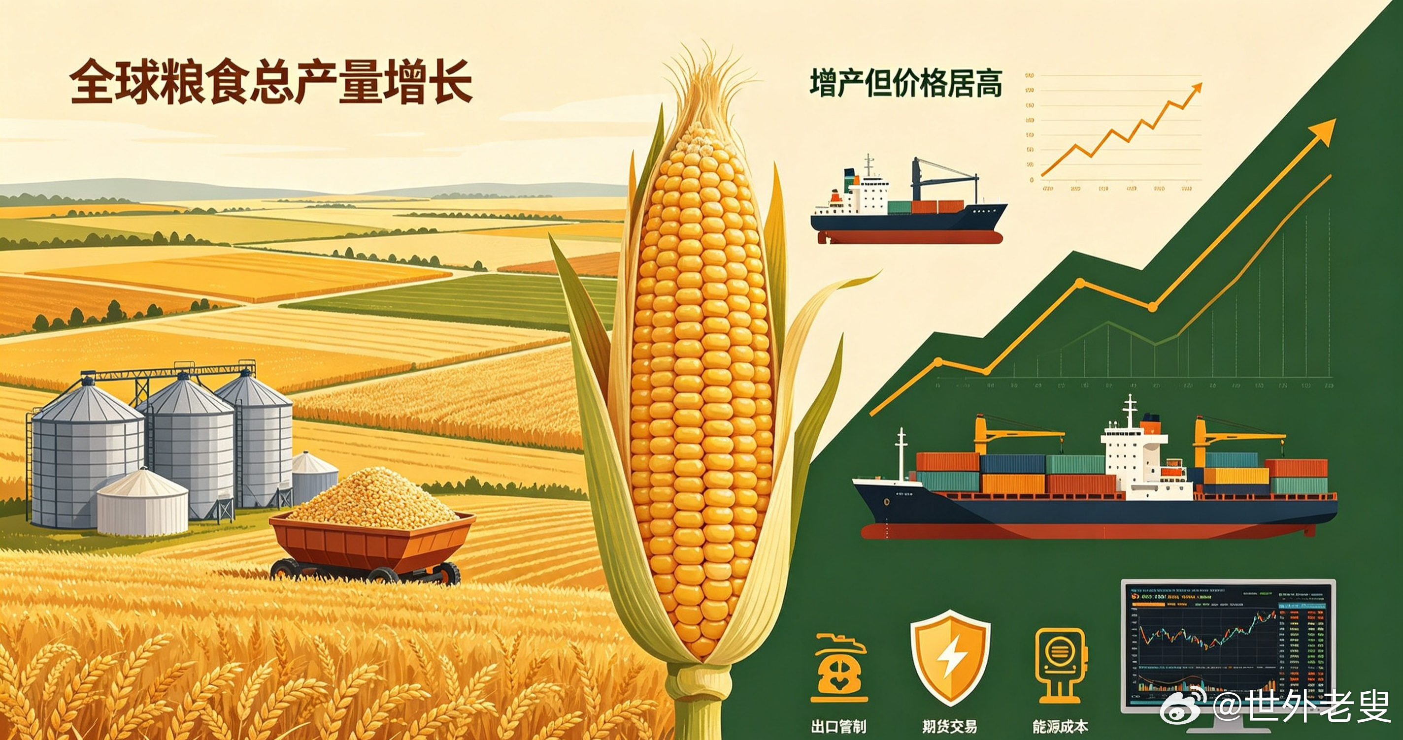 全球粮食总产量年年创新高，为什么粮价始终居高不下？反常现象背后藏五大残酷真相
近几年，所有人都发现了一个极度反常的经济现象：全球粮食产量逐年递增，总体供给充足，不存在大规模绝收短缺。联合国粮农组织多次数据确认，全球谷物产量维持高位——预计2026年全球谷物产量约29.8亿吨，较2025年下降2 ​