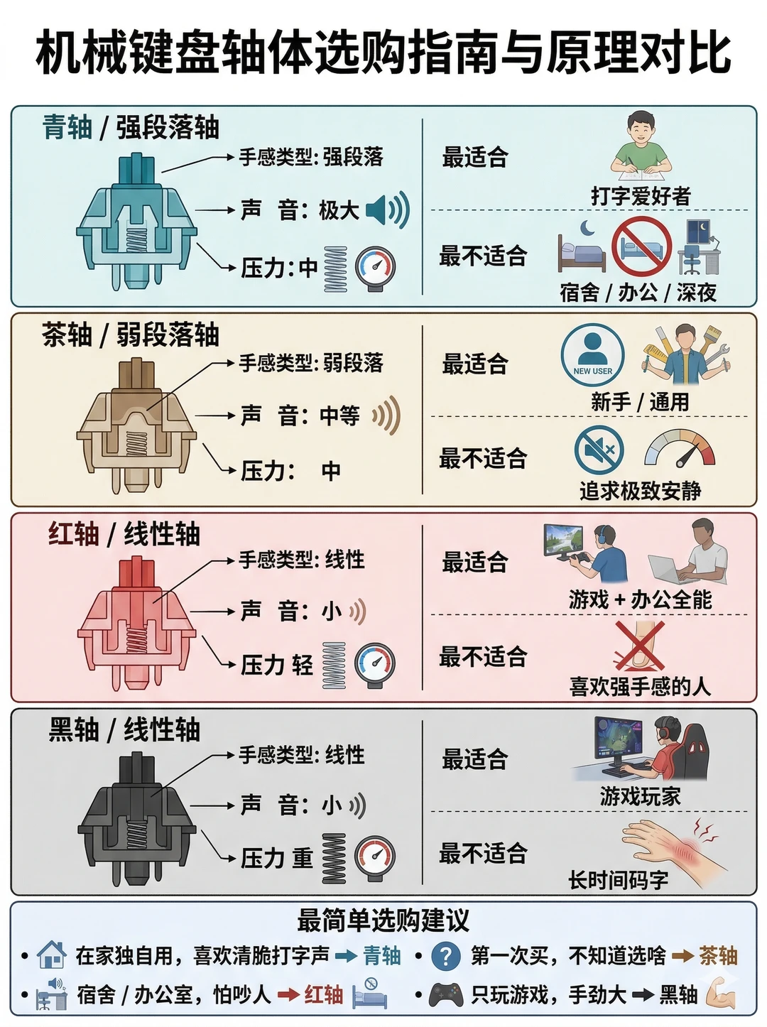 机械键盘4大轴体详解｜不踩雷指南
