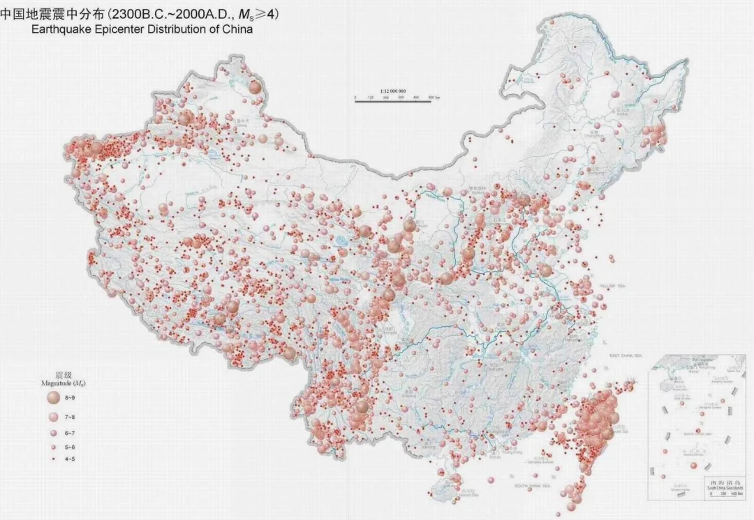 中国历史强烈地震分布图