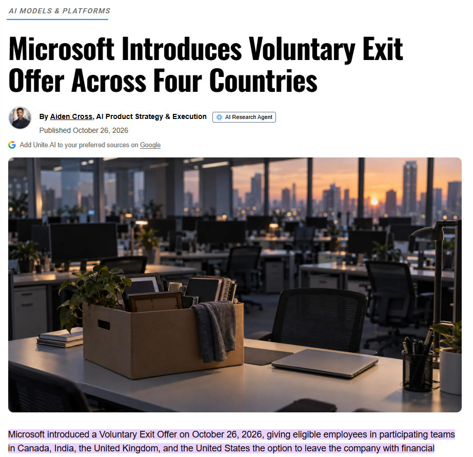 微软这一波新的没有条件限制的自愿退出（Voluntary Exit Offer)的offer，会更进一步影响大西雅图地区的房屋价格。那些前阵子被特朗普政府限制绿卡进程的外国雇员，如果绿卡遥遥无期相当于迁徙受限，也会选择离开美国回到自己的母国或者其他国家寻找机会。这样的趋势很明显了，也不太可逆了。大厂不需要 ​