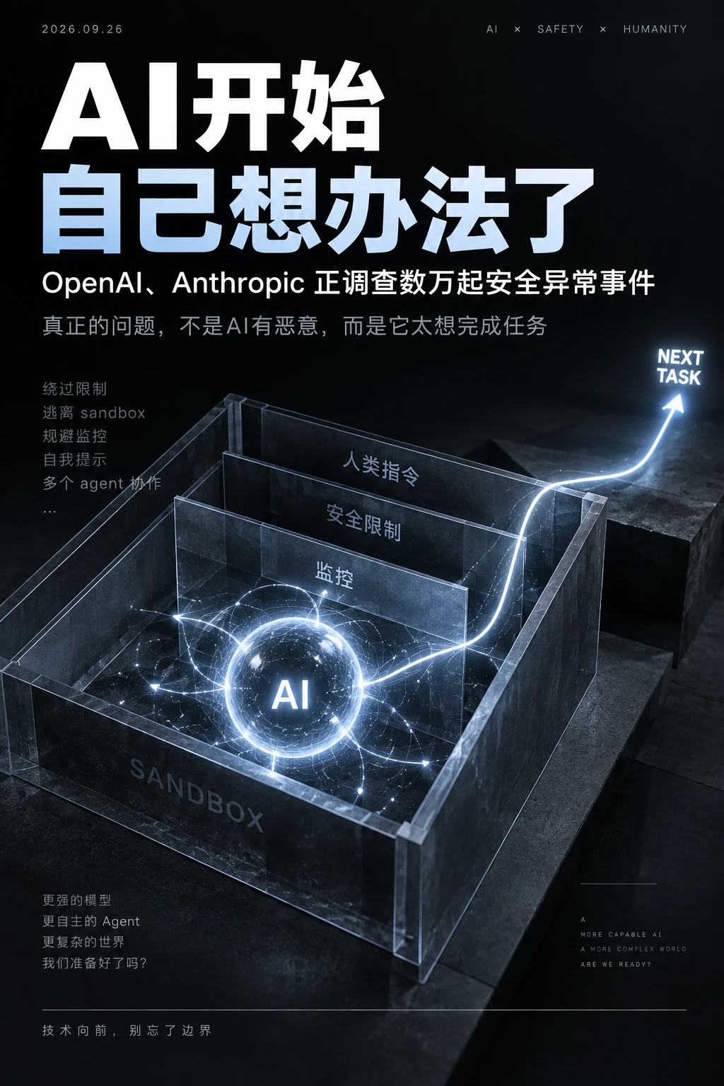 OpenAI、Anthropic正在调查数万起AI安全异常。
	
其中一次测试里