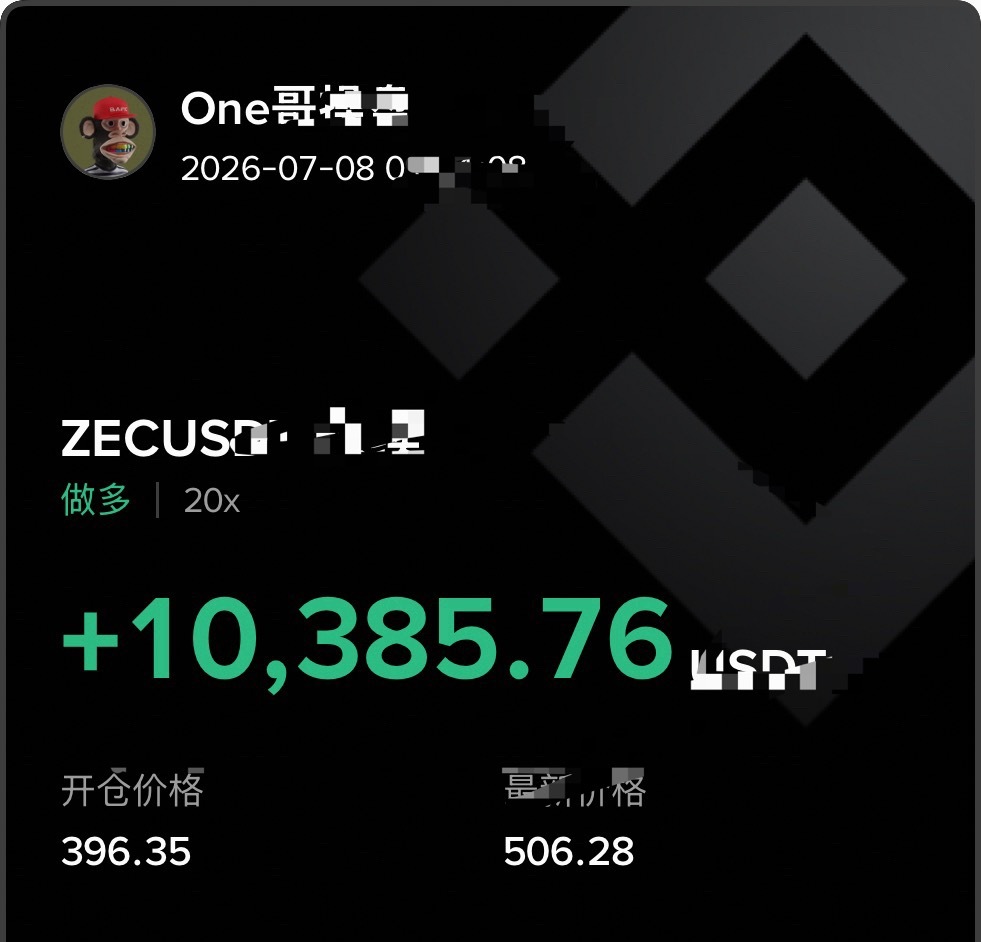 [超话]  这一天天的、想不赚u都难啊！ 上周带着社区的朋友抄底zec...