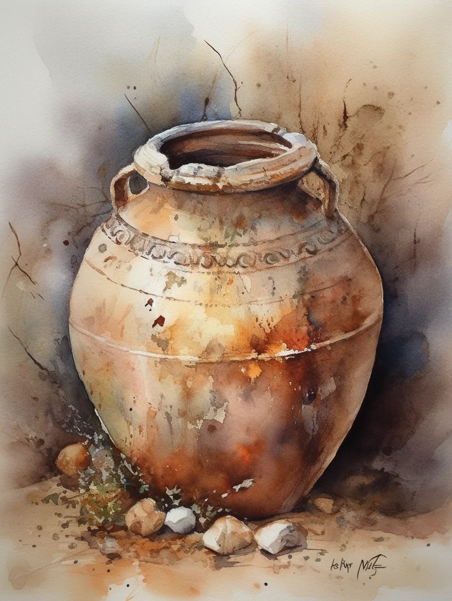 水彩 陶罐罐