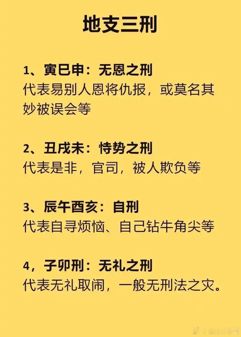 八字专批《经》中说:“看命中有刑无刑，要先看太岁。因为命中怕见三刑，如果月、日、时 遇上三刑，但太岁没有见刑，也不算是命中带刑。”《经》中又说:“以煞止煞，主人任带兵权执法之职。就是说太岁受刑，但其他三柱的刑反过来克制刑太岁的支元如：癸巳  xx  戊寅  庚申，戊寅刑癸巳，但庚申纳音为石榴木却来克制戊寅城墙土。本来命中有刑却变成了无刑，这就是以煞止煞