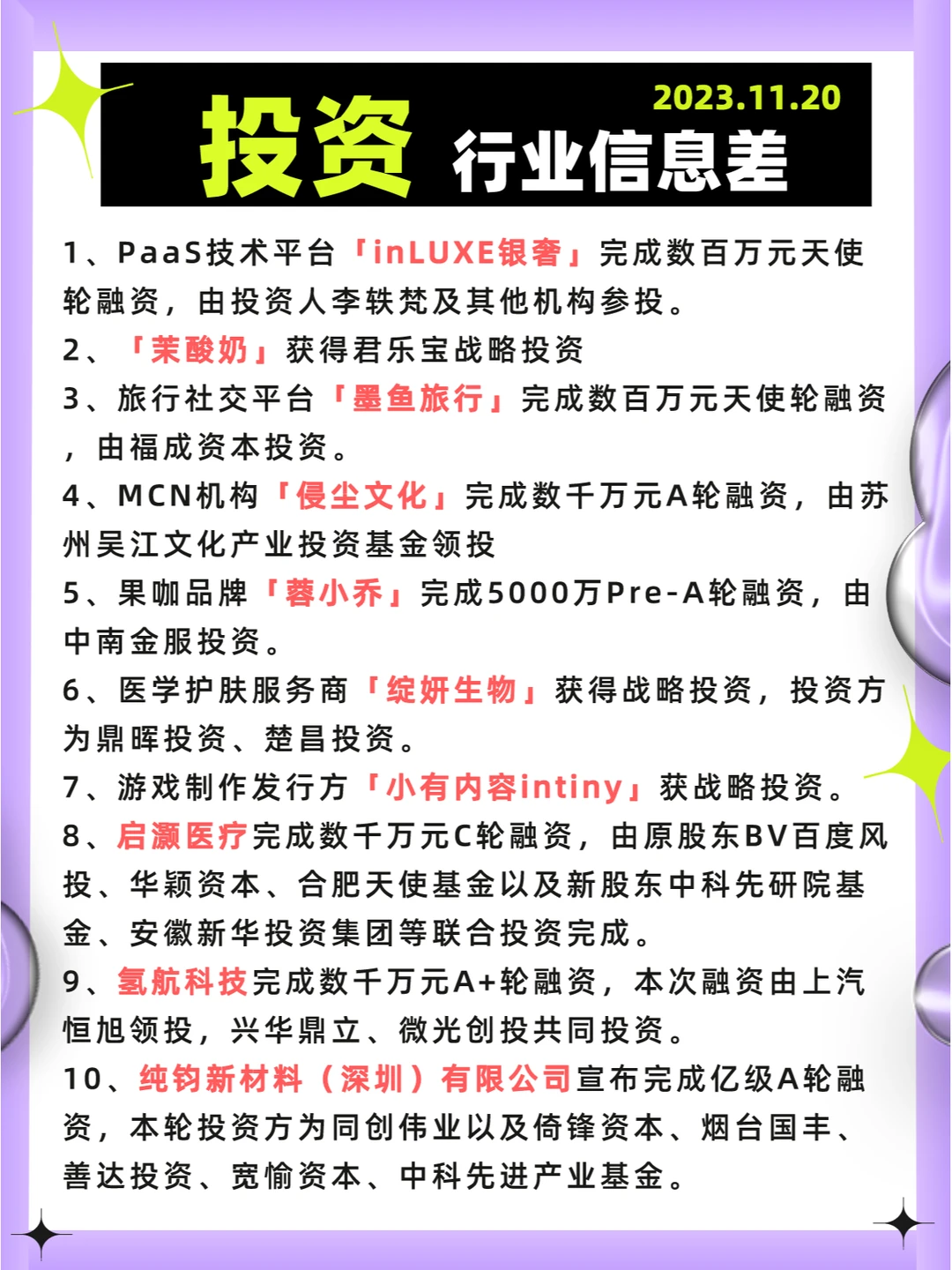 行业信息差· 投资