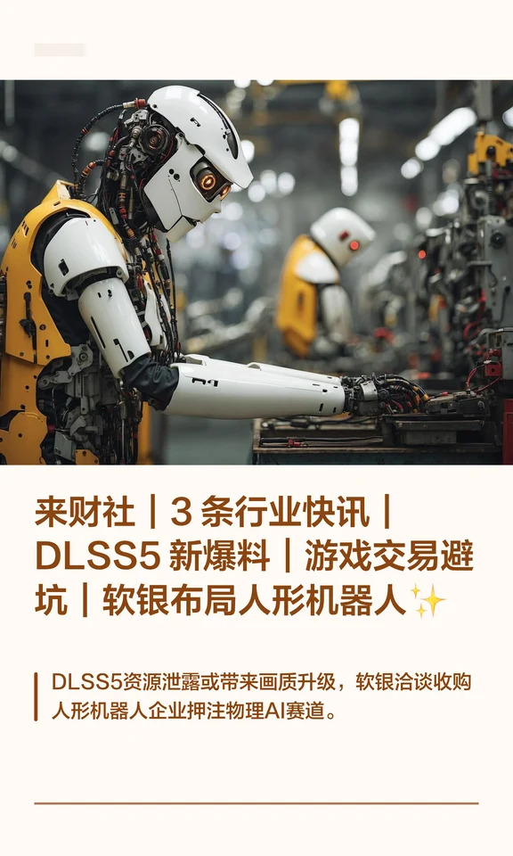 来财社｜3 条行业快讯｜DLSS5 新爆料｜游戏