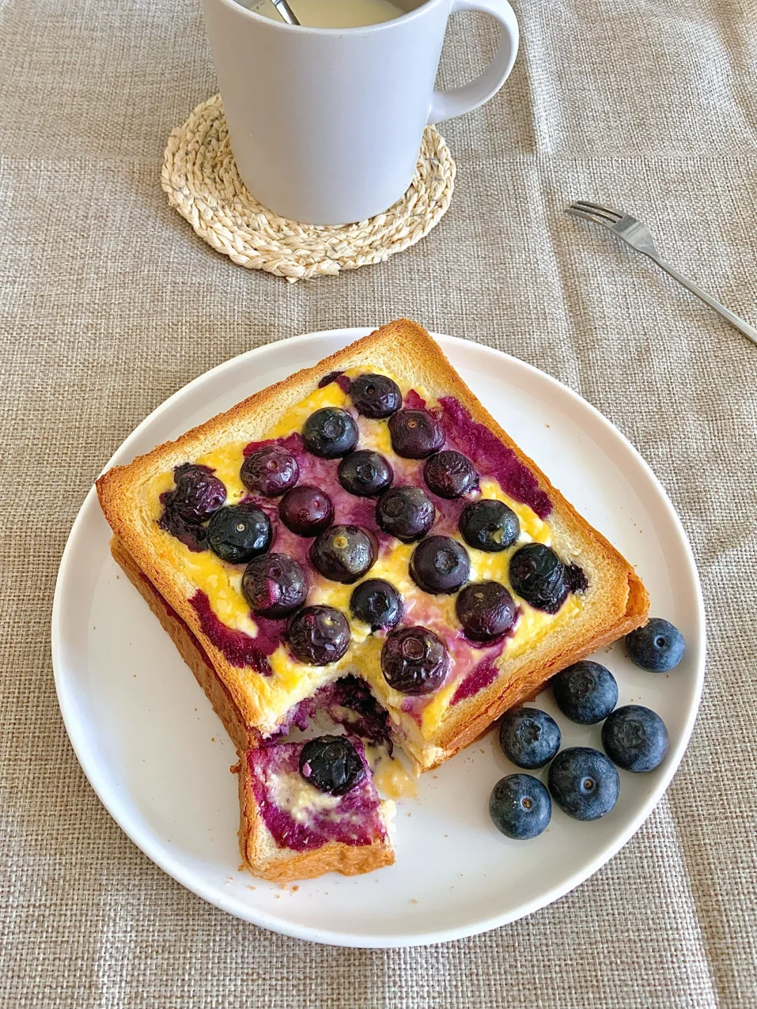蓝莓岩烧乳酪吐司🫐｜吐司新吃法🥺爆浆乳酪