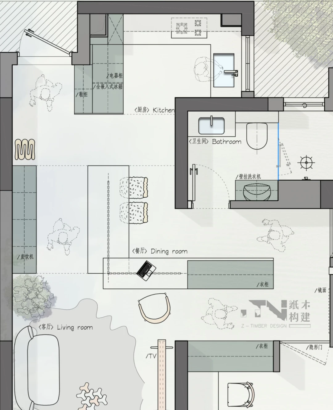 82㎡经典户型改造｜面积小，一个人够了