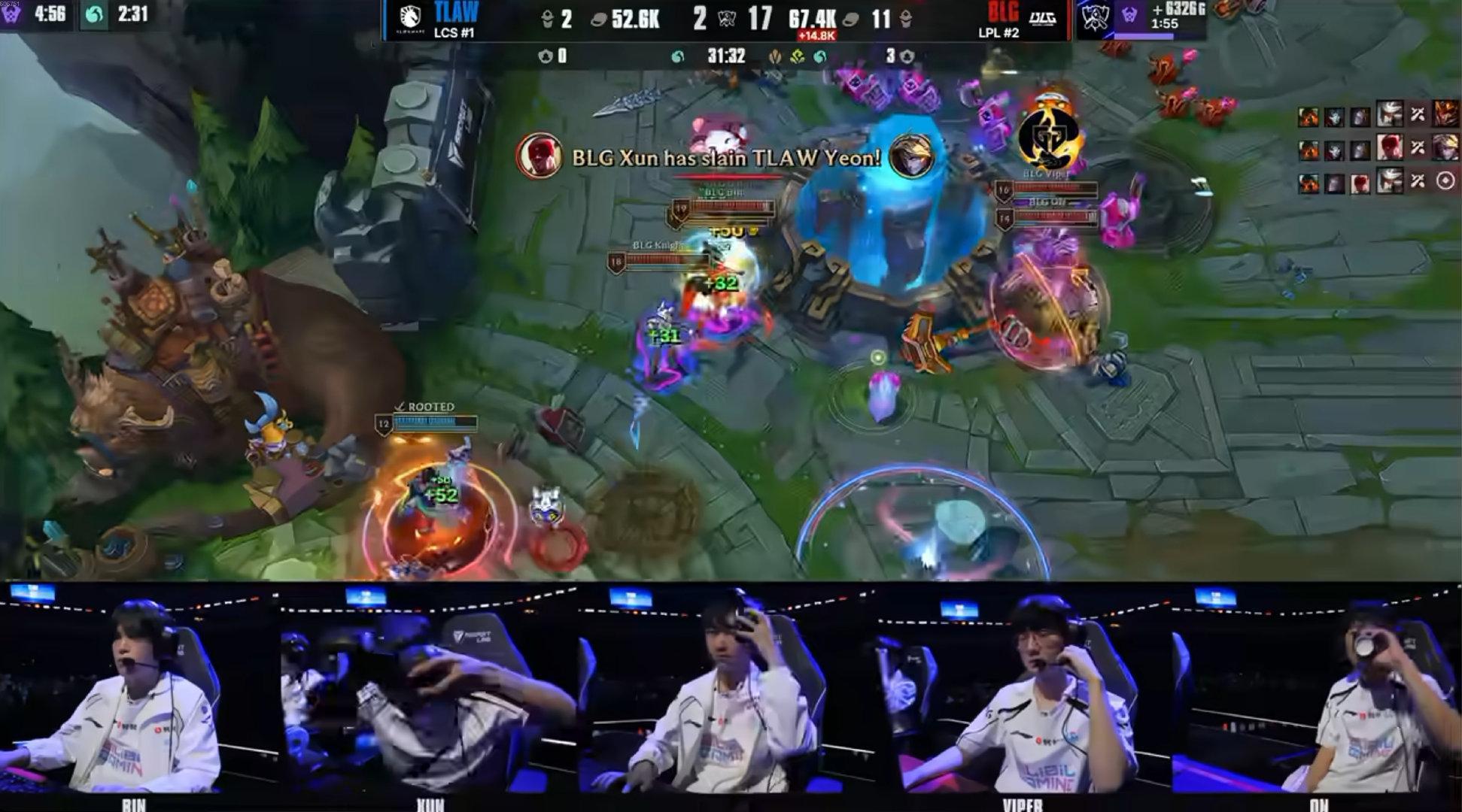【BLG 1-0 TL】17比2！熟悉的北美水平，Bin的青钢影一人单杀下野，左手6/0/8领先5k经济，BLG以一场大胜晋级1-1组！

今日两场外战全胜。抽签！

#BLG对战TL##BLG战胜TL# ​​​​