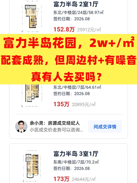 富力半岛花园，配套成熟，但周边村+有噪音