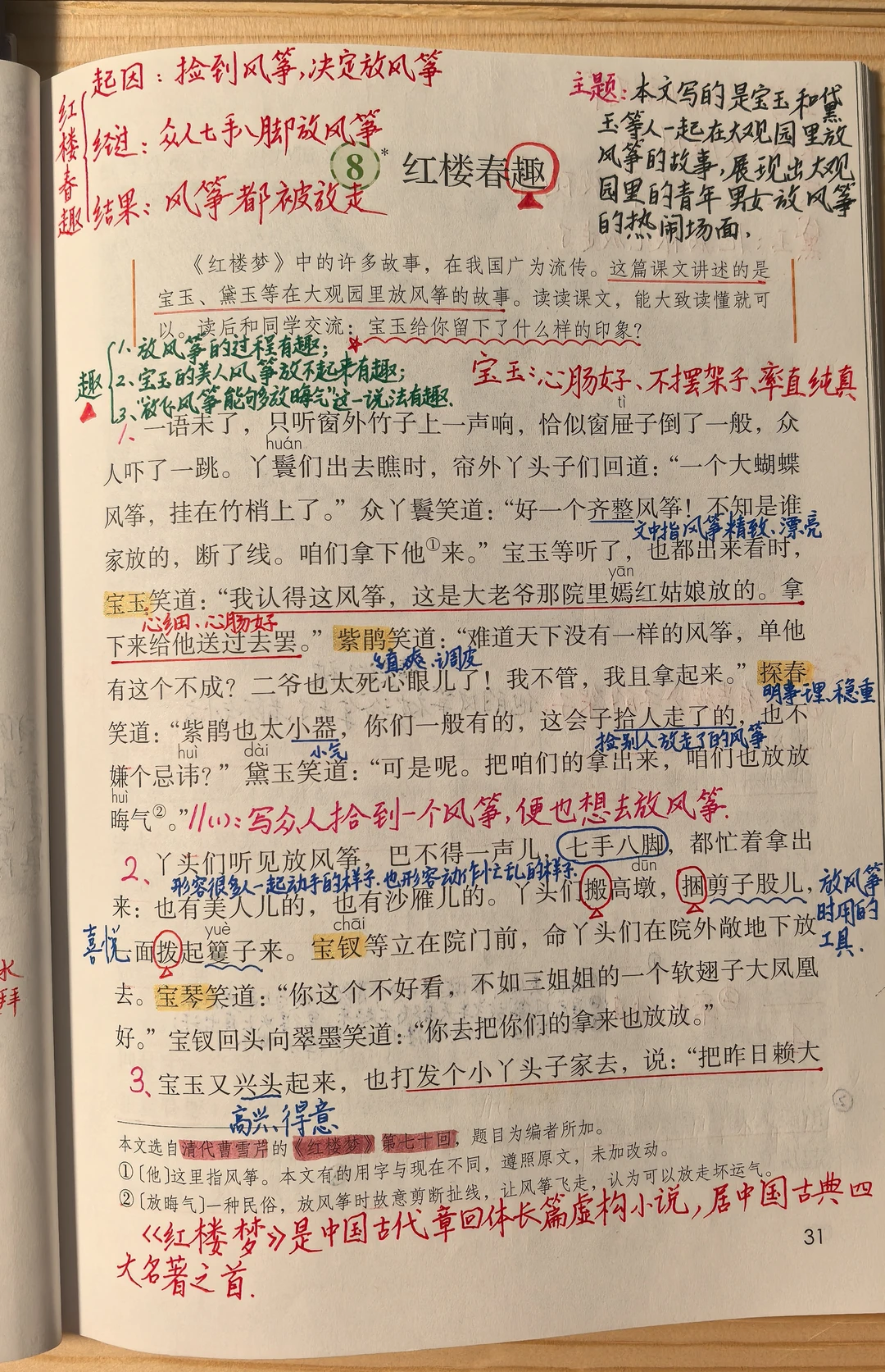 五下语文备课8《红楼春趣》