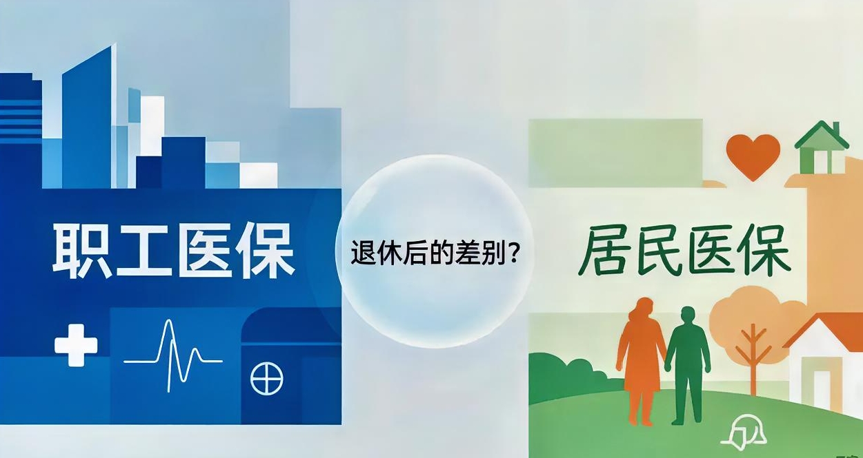 职工医保和居民医保，退休后差别有多大？看完再也不纠结

快退休了还在纠结，交职工医保还是居民医保？退休后待遇差得不是一点半点。核心差别主要在4点：

1.终身待遇：职工医保交够年限，退休后不用再交终身享受；居民医保要一年一交，不交就不能用

2. 报销比例：职工医保退休后报60%-90%；居民医保一