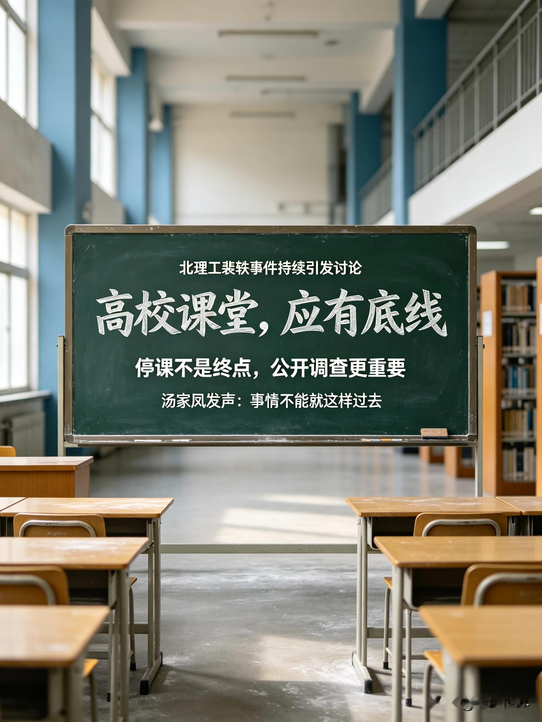 北理工裴轶事件引汤家凤发声:停课不等于事情翻篇
 
汤家凤近日发文，对裴轶在北理工开设课程一事表示震惊。他提出，北理工已经发现裴轶相关问题，那应当警惕国内高校是否还存在同类课堂导向问题。

他呼吁，大学生如果在课堂发现不当情况，应该勇敢站出来反馈。
 
汤家凤表示，不能仅仅依靠停课、个别教师处理，就
