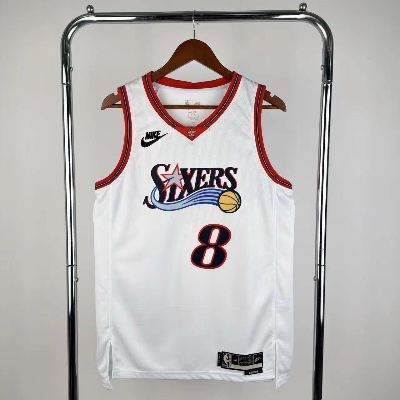 保罗·乔治76人8号26赛季复古白色热压球衣