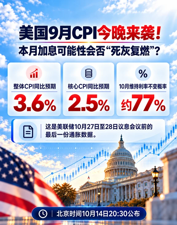 美国CPI今晚揭晓！加息悬念再起？