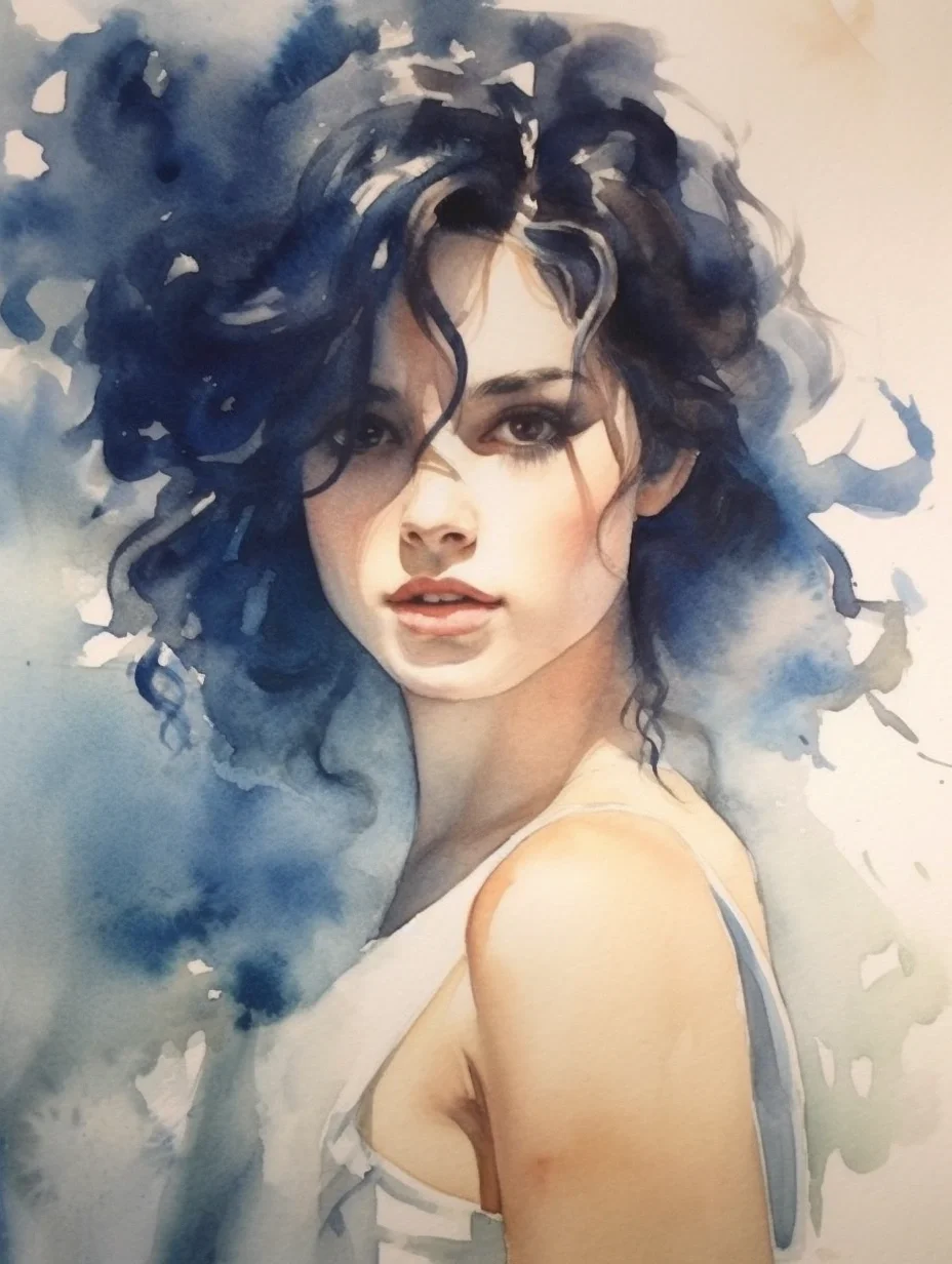 AI水彩：少女