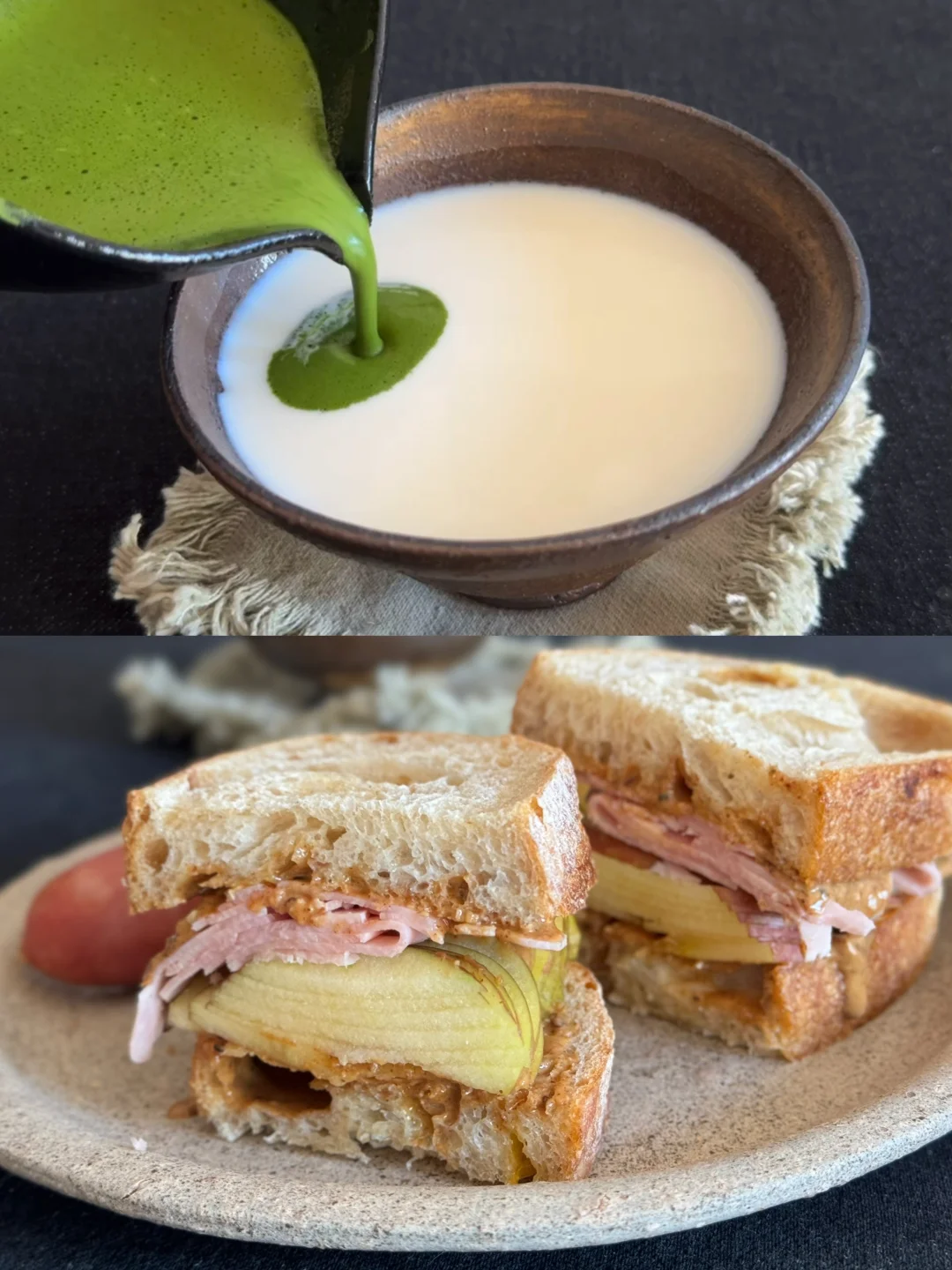 苹果🍎+火腿片+腰果酱❗️绝配三明治🥪