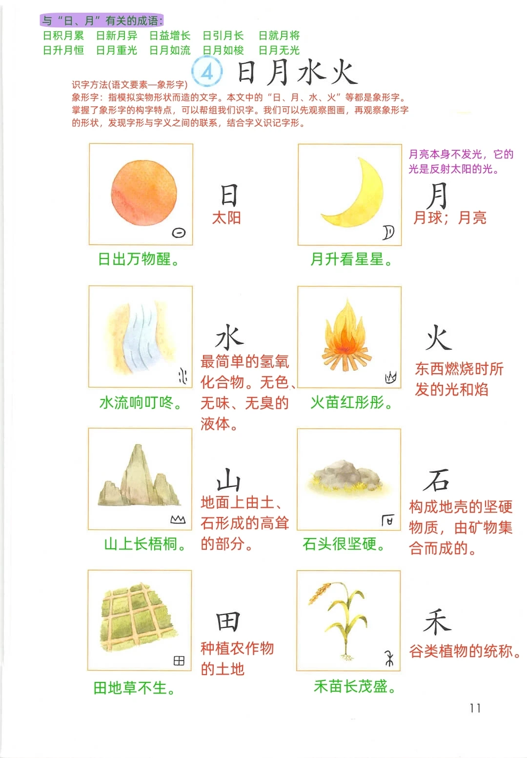 【一年级上册】识字四🔥《日月水火》