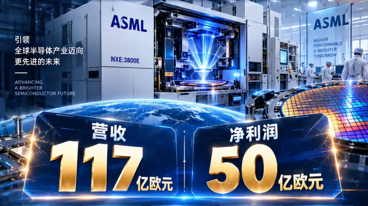 阿斯麦2026年第三季度营收117亿欧元，净利润50亿欧元。主要还是上游的，上游规模很小。营收才117亿欧元，说明最多也只能挣117亿欧元。这到最后，阿斯麦面临的客户也少了，越到上游所用的规模就越小。但是从目前来看，这个芯片从一条链上到消费者手里，这可不便宜，全都留在这条链上了。毛利率得 57%，那