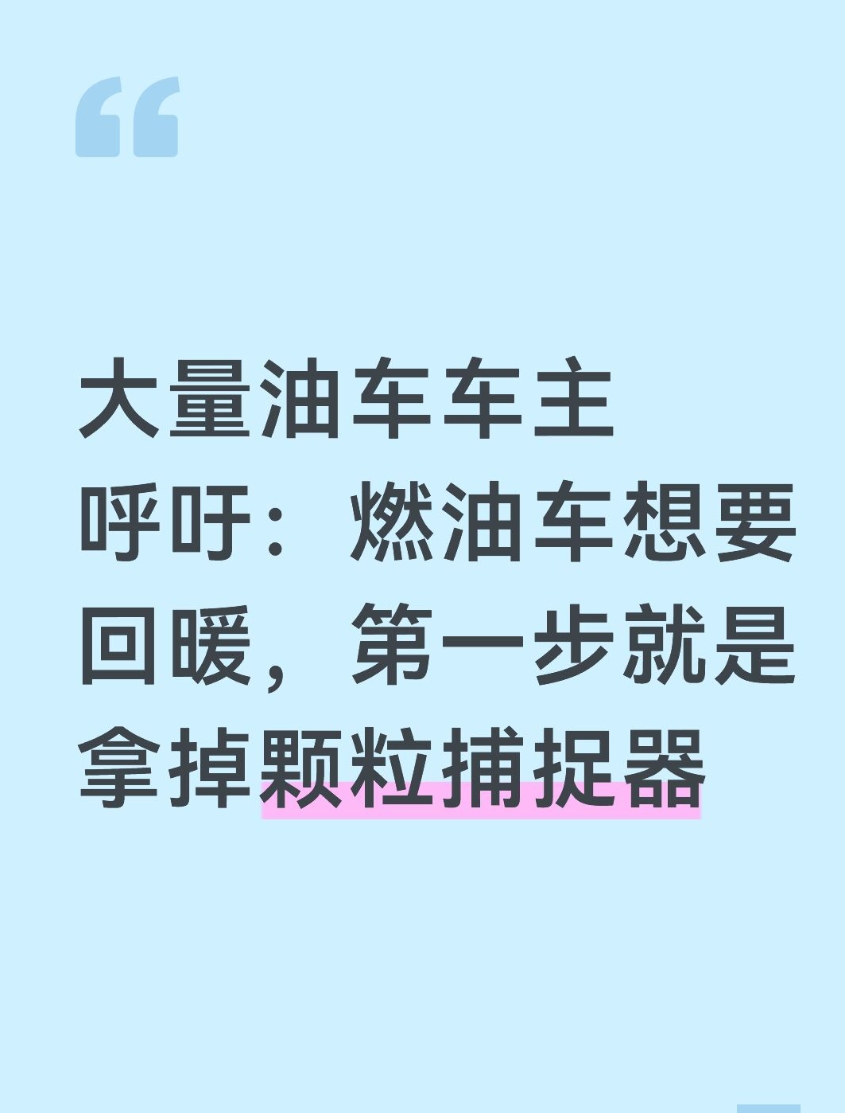 大量油车车主呼吁：燃油车想要回暖，第一步就是拿掉颗粒捕捉器
