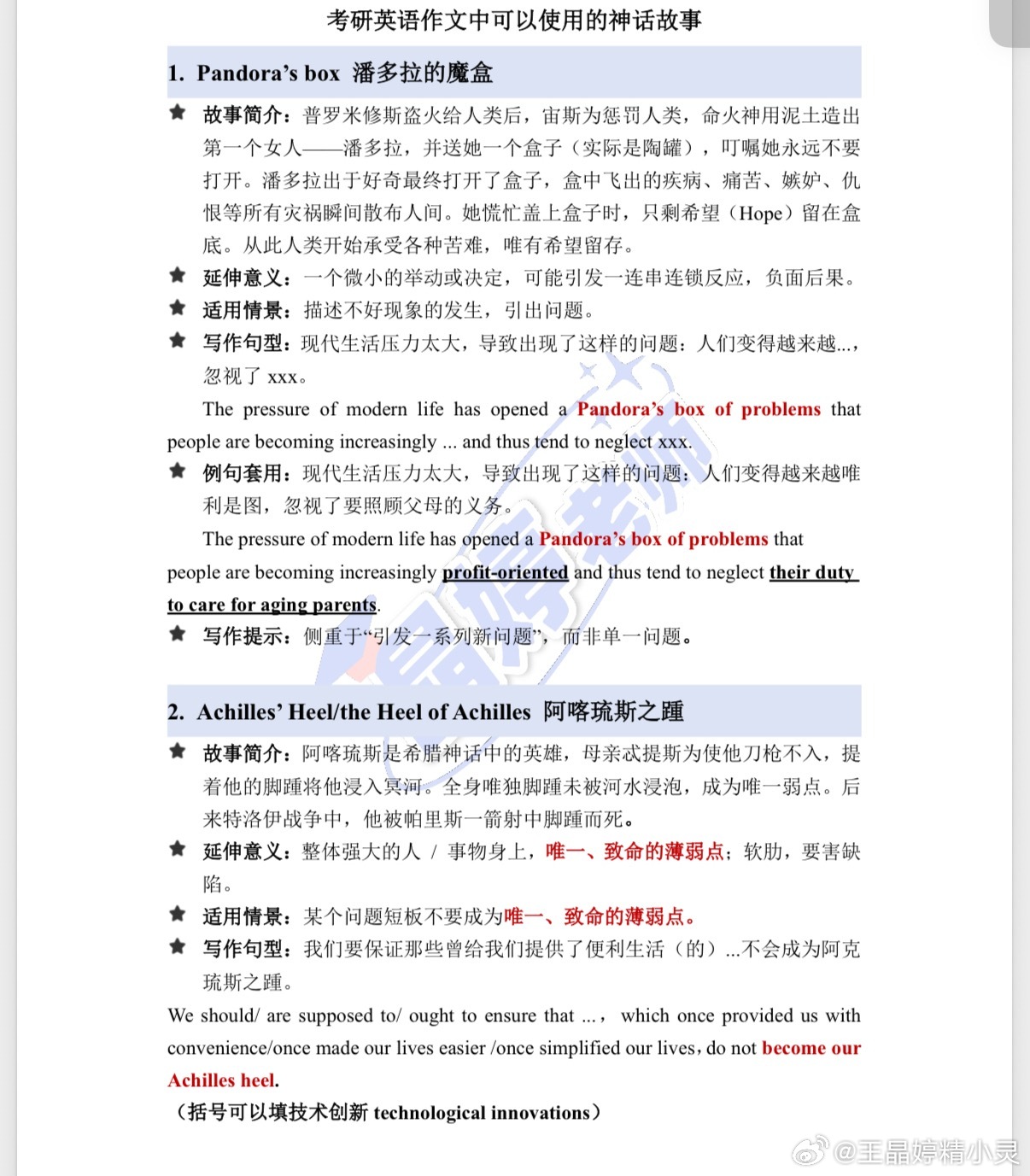 可用在考研英语写作中的神话表达决战考研考研加油考研英语  ​​​