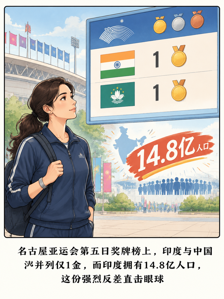148亿人口的印度，名古屋亚运会奖牌数竟追平69万人口的中国澳门？

开赛三天才拿1金，还得靠冷门板球撑场面。

更离谱的是，那位拿过上届亚运马术金牌帮印度拿到世锦赛突破的功勋老将，竟直接被官方除名理由居然是没有现实夺牌机会？

司法申诉被驳回，老将直骂不是输不起，是根本没机会输。

人口大国的体育