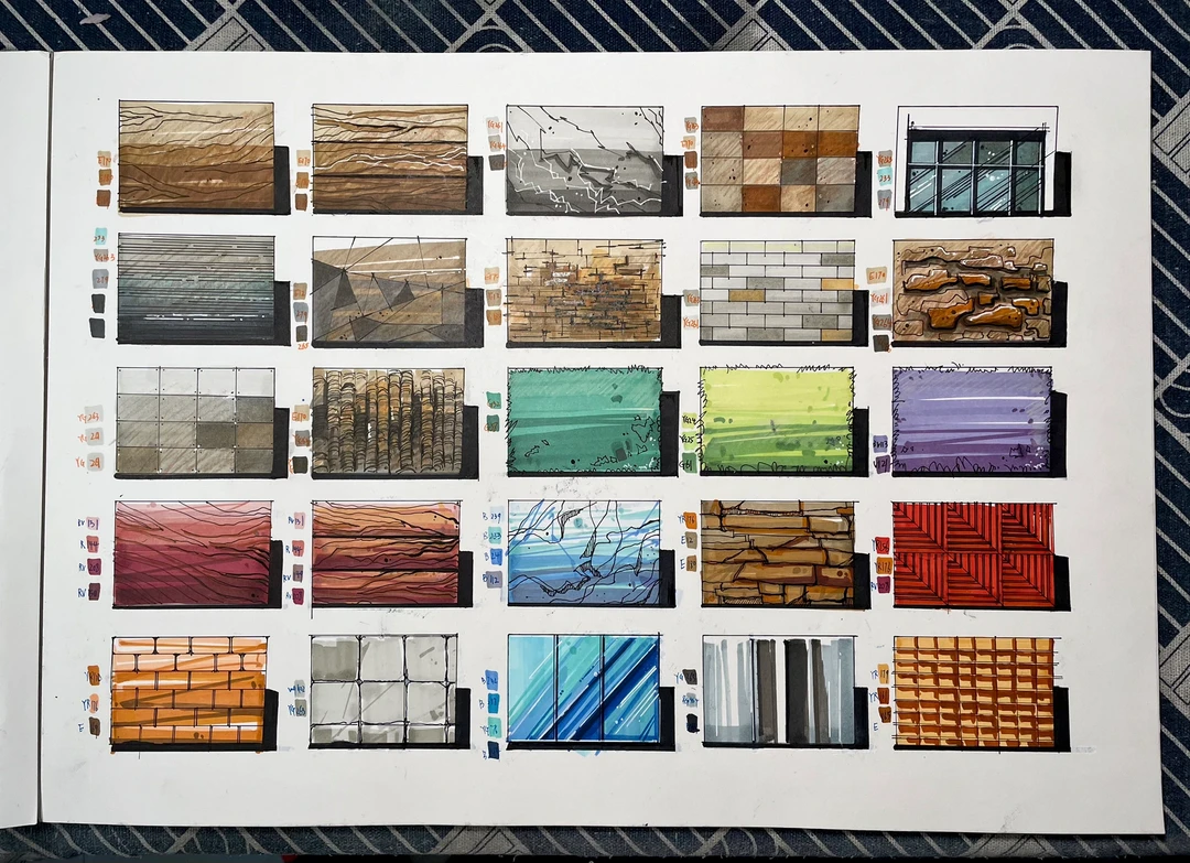 当我标好色号画的马克笔材质练习与咖啡偶遇