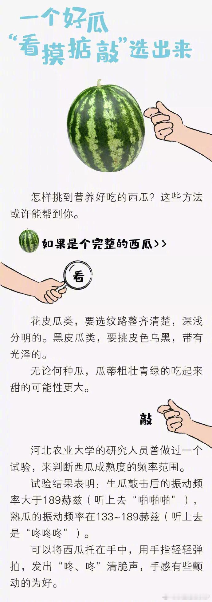 【挑西瓜时拍几下的意义】，来判断西瓜成熟度的频率范围。试验结果表明：生...