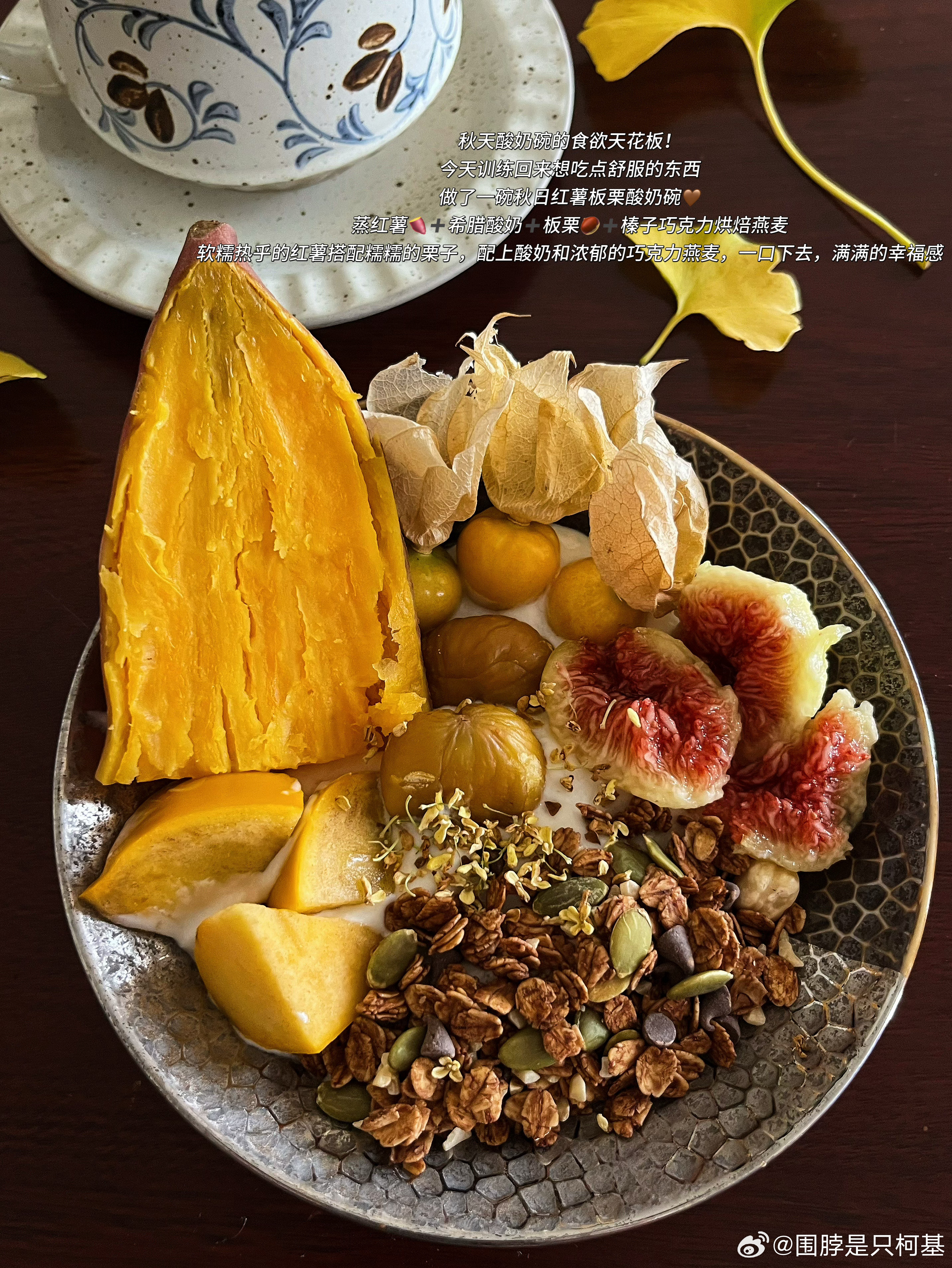 秋天酸奶碗的食欲天花板！ 今天训练回来想吃点舒服的东西 做了一碗秋日红...