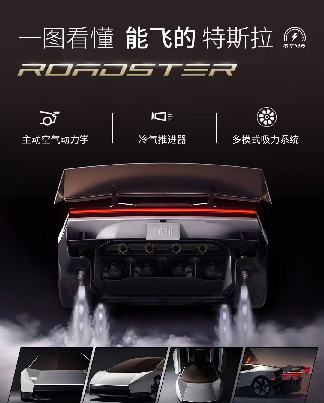炸裂全场！特斯拉Roadster正式发布：会飞、能空翻，这才是未来超跑！
 
今天的汽车圈，彻底被特斯拉刷屏！10月15日，特斯拉落地得州SpaceX火箭测试基地，召开全新第二代 Roadster 全球发布会。
 
这根本不是一台普通跑车，这是一台落地的「科幻飞行器」，是马斯克口中人类燃油/纯电驾驶