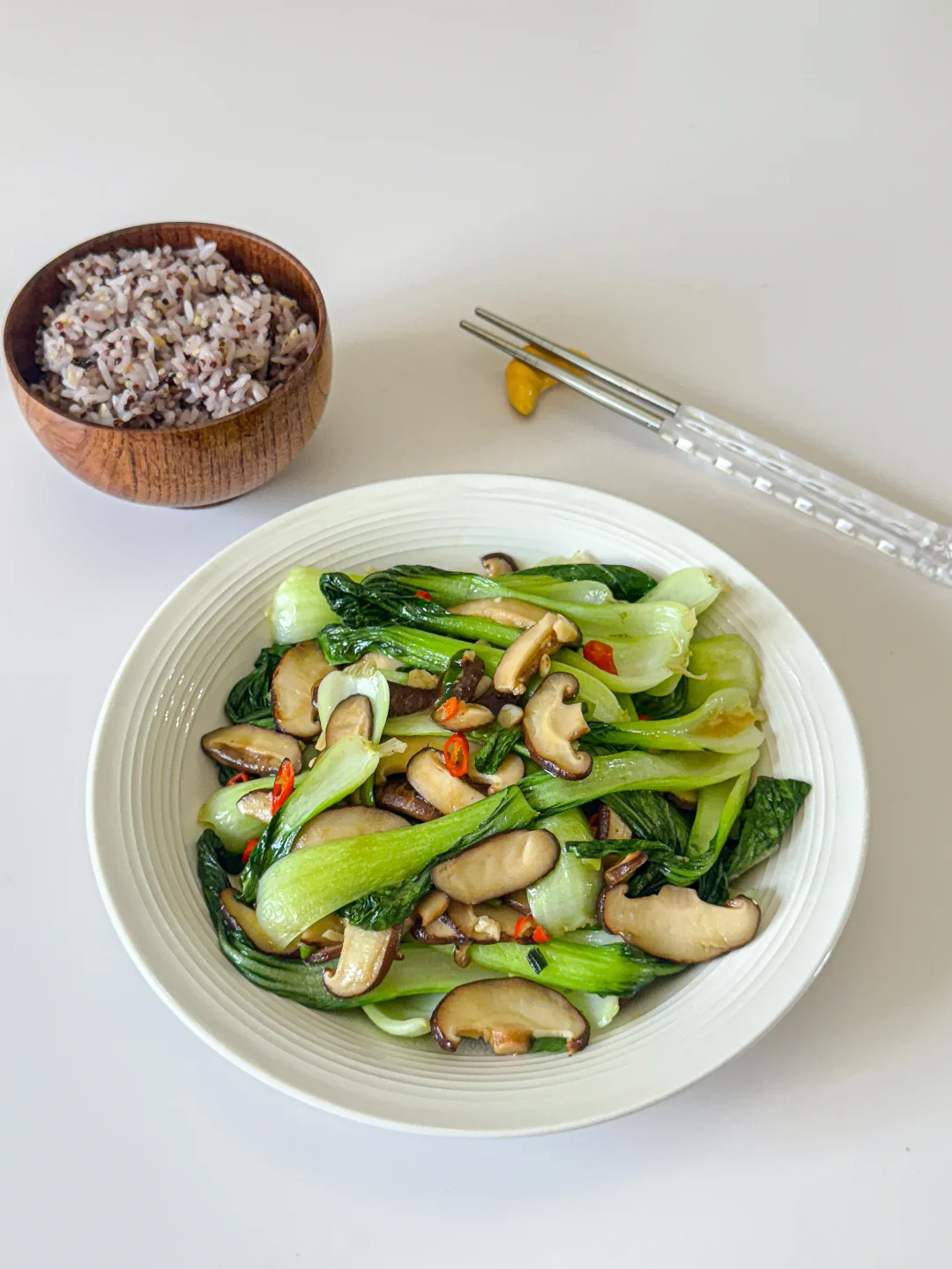 🍄青菜炒香菇！一口脆嫩鲜掉眉