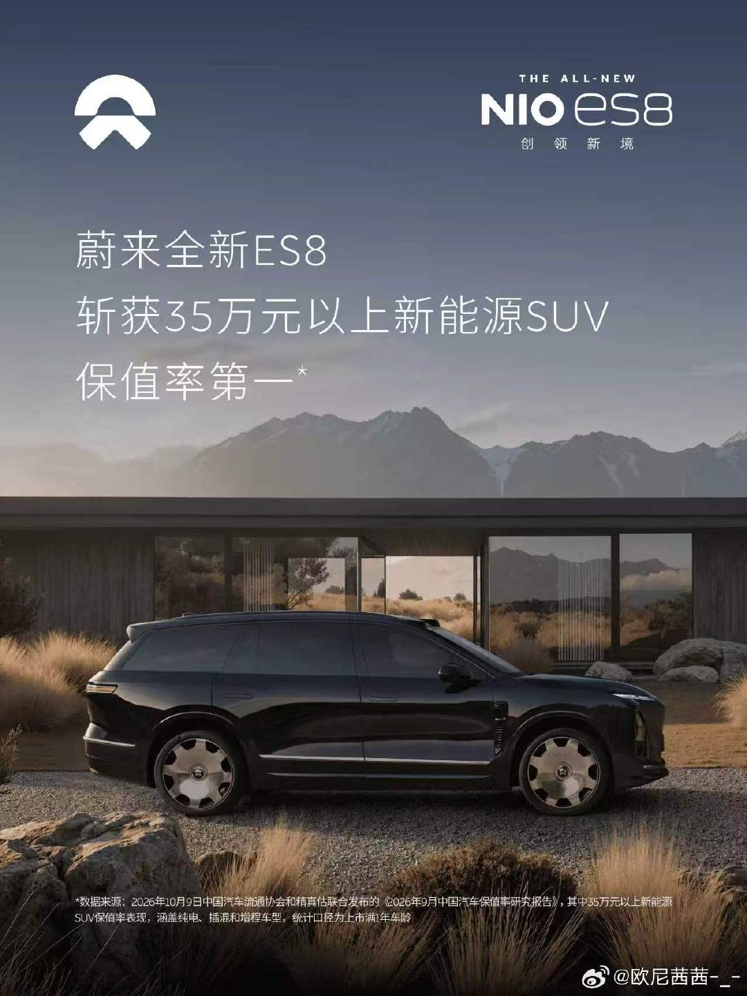 蔚来 ES8 拿了 35 万以上新能源 SUV 保值率第一，77.5%。#蔚来ES8# ​