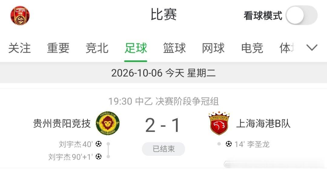 #上海海港[超话]# 有时候磕磕绊绊的过程，更加的考验球迷们的耐心。虽然海港富盛经开队被逆转，但幸运的是目前积分榜依旧领先，虽然只领先一分，但进入争冠组阶段的每个积分，都极度珍贵。下一轮争冠组的比赛，继续加油！#中乙联赛# ​