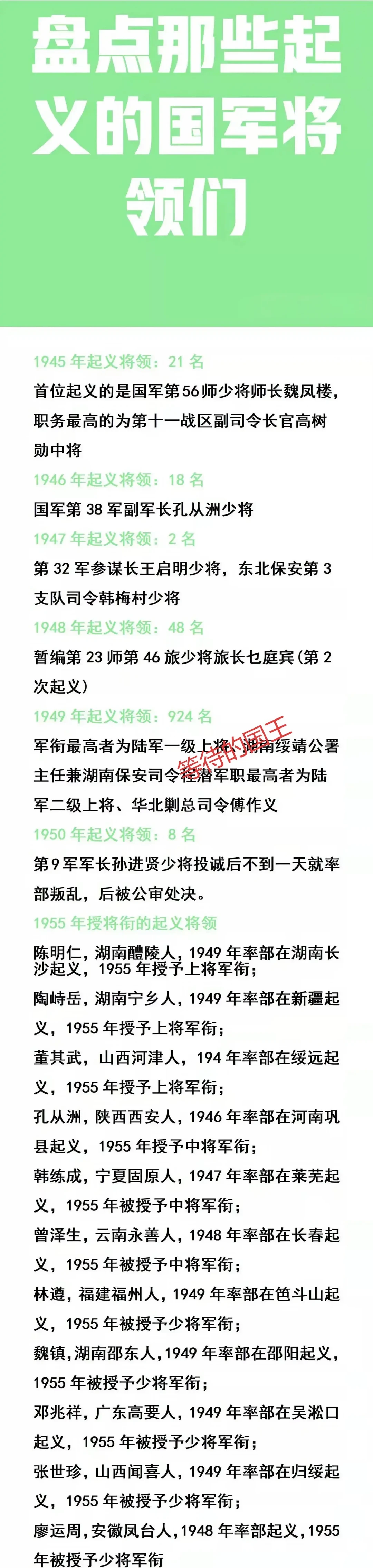 从1947-1949年的起义将军一览