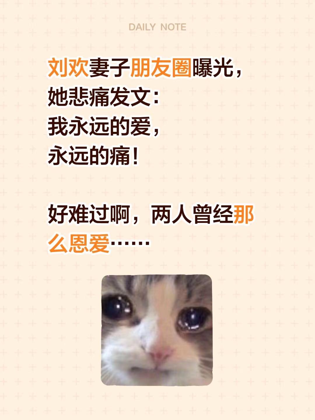 刘欢妻子朋友圈曝光，她悲痛发文：我永远的爱，永远的痛！好难过啊，两人曾经那么恩爱……