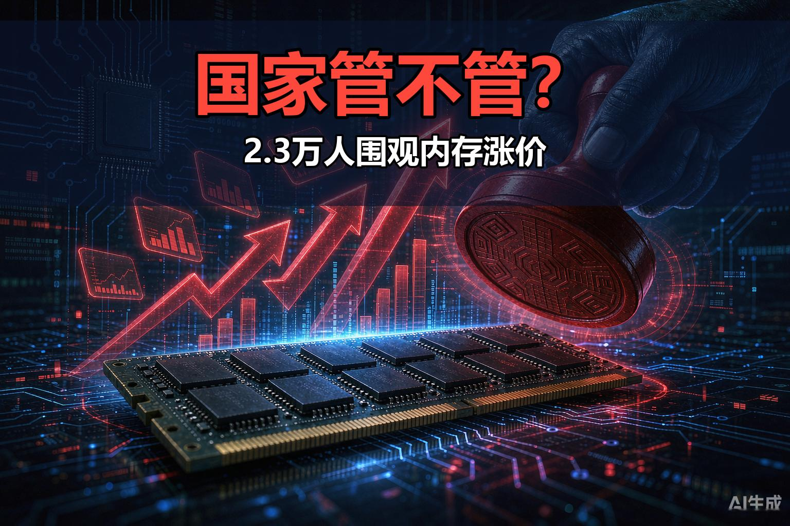 昨天聊内存涨价那条，2.3万人围观，评论区比正文还狠。最高赞的问题就一个：涨这么疯，国家管不管？
我的判断，可能得罪人：
一、光涨价很难构成垄断证据。三星、SK海力士、美光三家握着全球定价权，暂停报价属于商业行为。但别急——上一次内存这么疯涨的2018年，反垄断部门对三家立案调查过，随后价格就塌了。