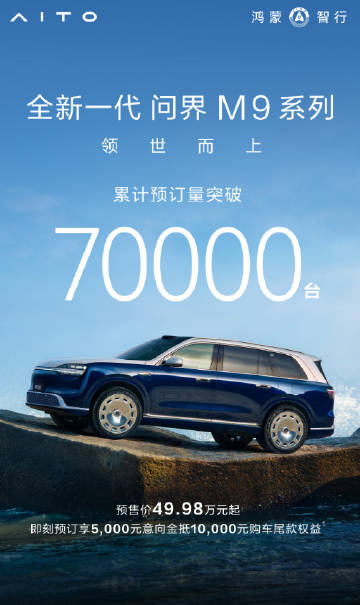 全新一代问界M9 系列累计预订量突破70000台<span class...