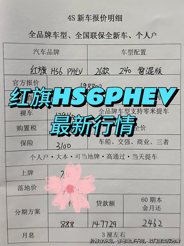 红旗HS6 PHEV｜新款混动车型行情上新✨